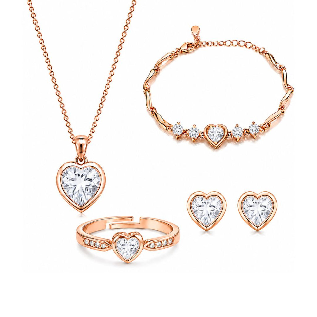 Rose Gold Heart Jewelry Set