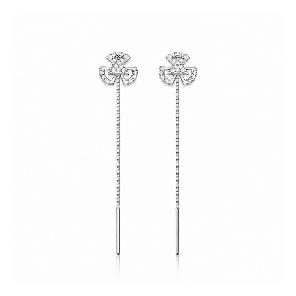Silver Sui Dhaga Long Drop Earrings For Women