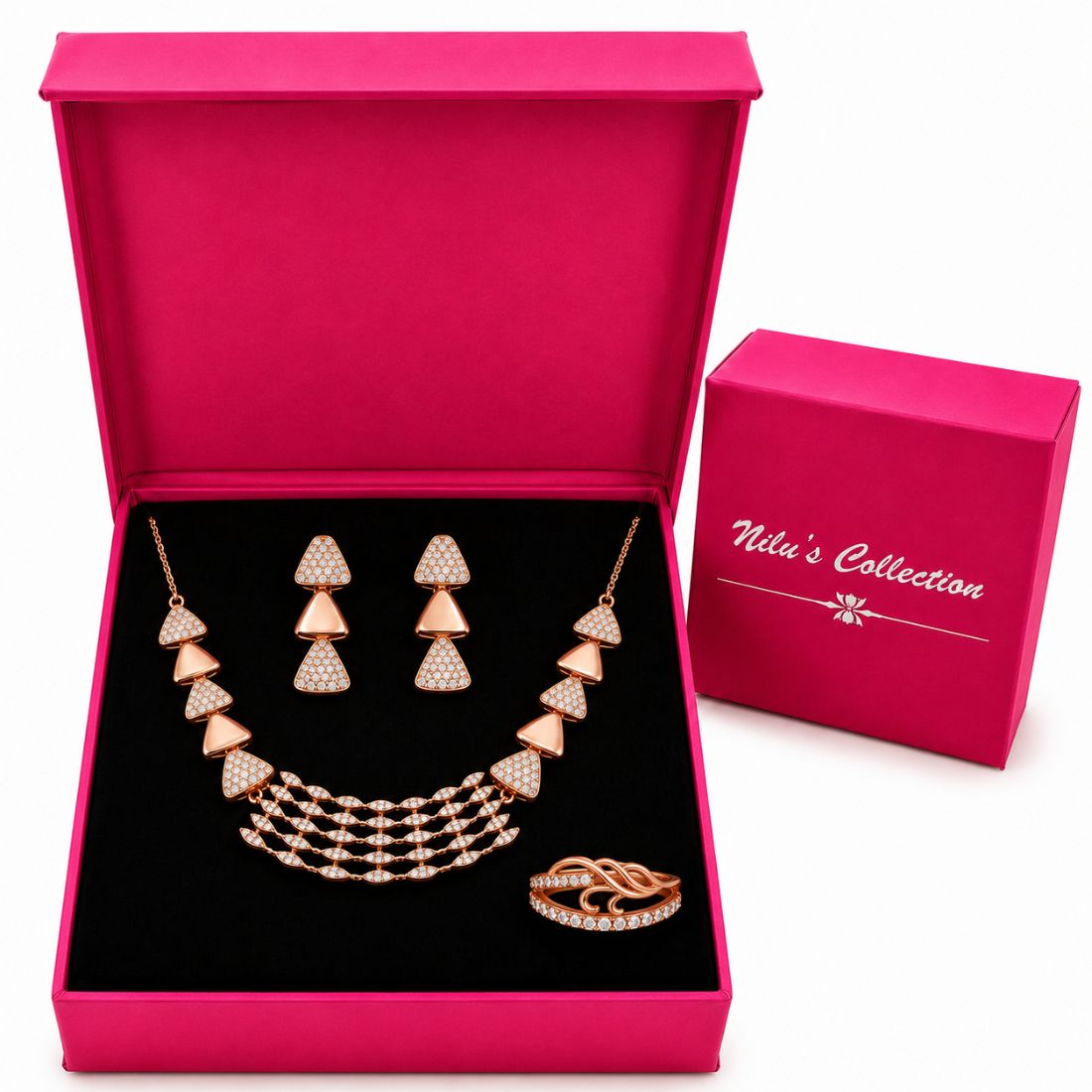 Rose Gold Necklace Jewellery Gift Set For Women