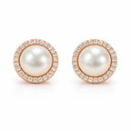 Rose Gold Pearl Stud Earrings