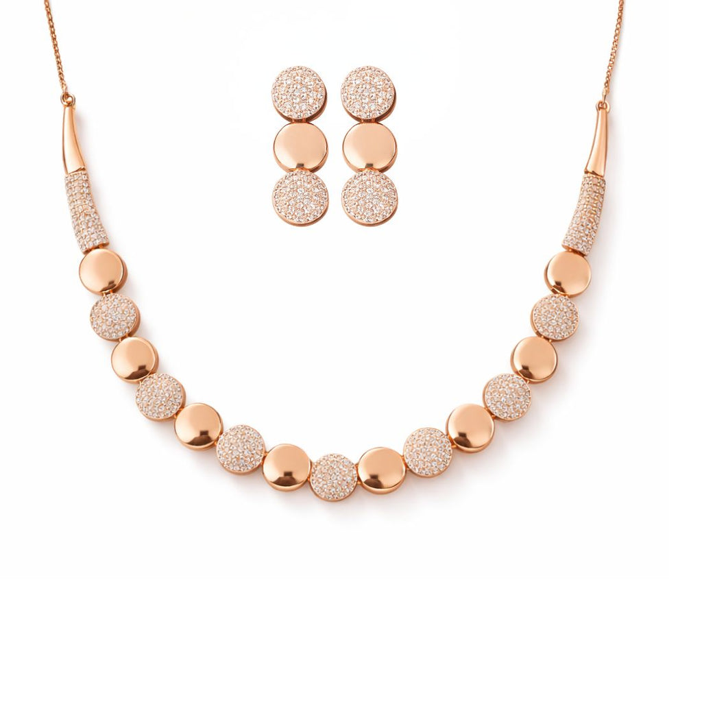 Rose Gold Necklace With Earrings