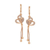 Rose Gold Plated Long Earrings, American Diamond Studded Lightweight Danglers Drop Earrings for Women and Girls
