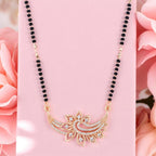 Rose Gold Plated Mangalsutra with Motif & Black Beads for Women