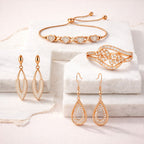 Rose Gold Plated American Diamond Jewelry Set for Women