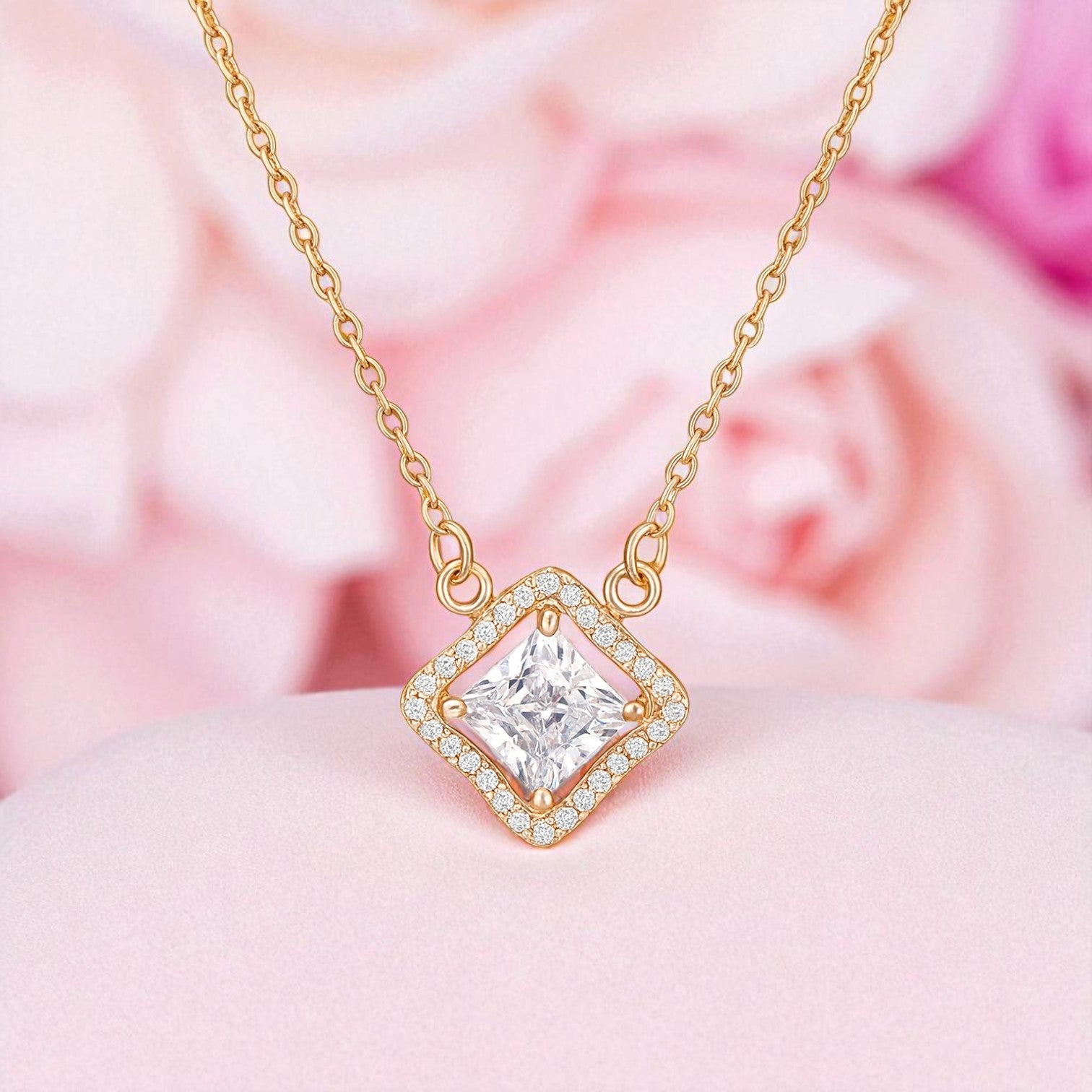 Nilu’s Collection Rose Gold Plated Pendant Necklace with Sparkling AD Stones for women and Girls