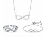 Nilu's Collection Silver Plated Infinity Pendant With bracelet ad finger Ring For Women And Girls