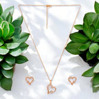Rose Gold-Plated Heart shape pendant Set with American diamond  for Women & Girls
