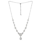 Stylish Silver Plated American Diamond Chain Pendent Necklace & Earrings Set for Women & Girls, Luxury AD Pendant Gift Set for Women, Girls
