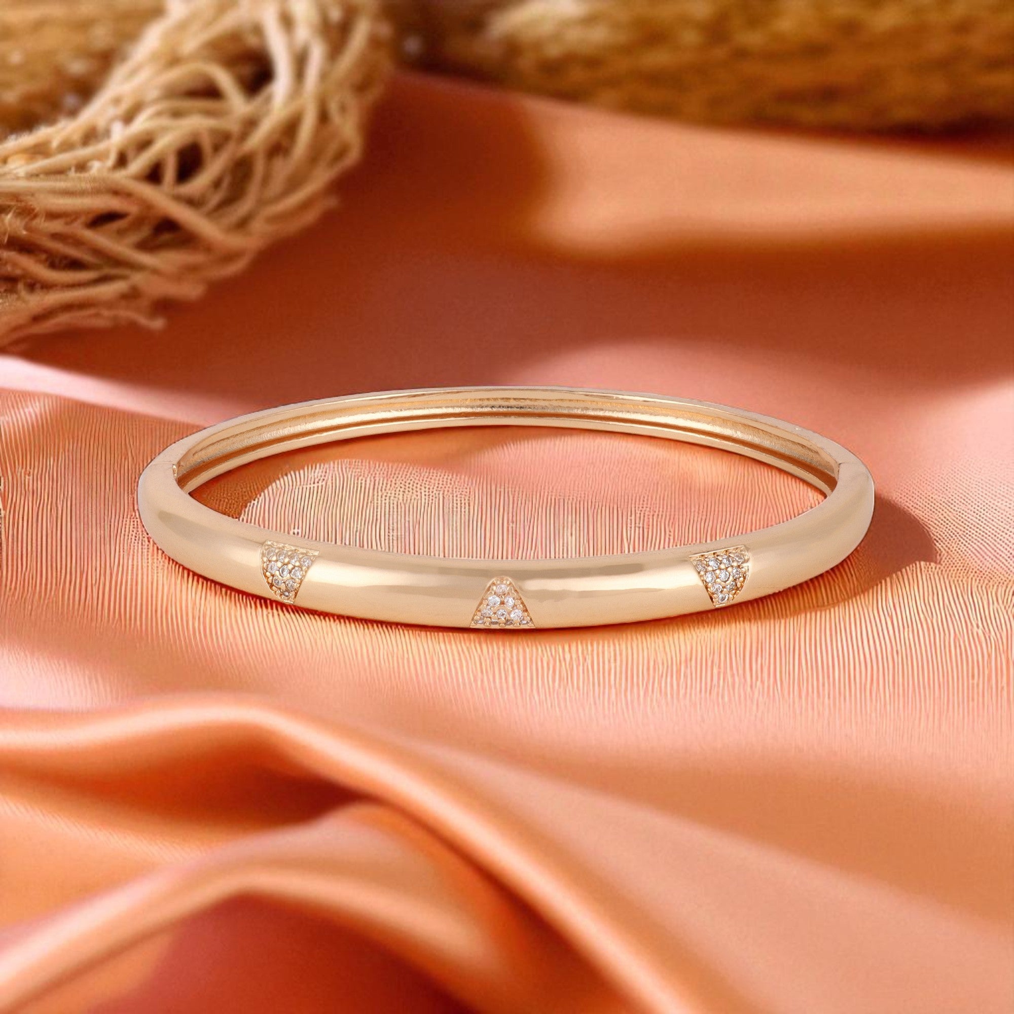 Elegant  Rose Gold-Plated American Diamond Contemporary Brass Kada  Bracelets For Women & girls  | Sleek Finish |Office Wear |Minimalist Appeal