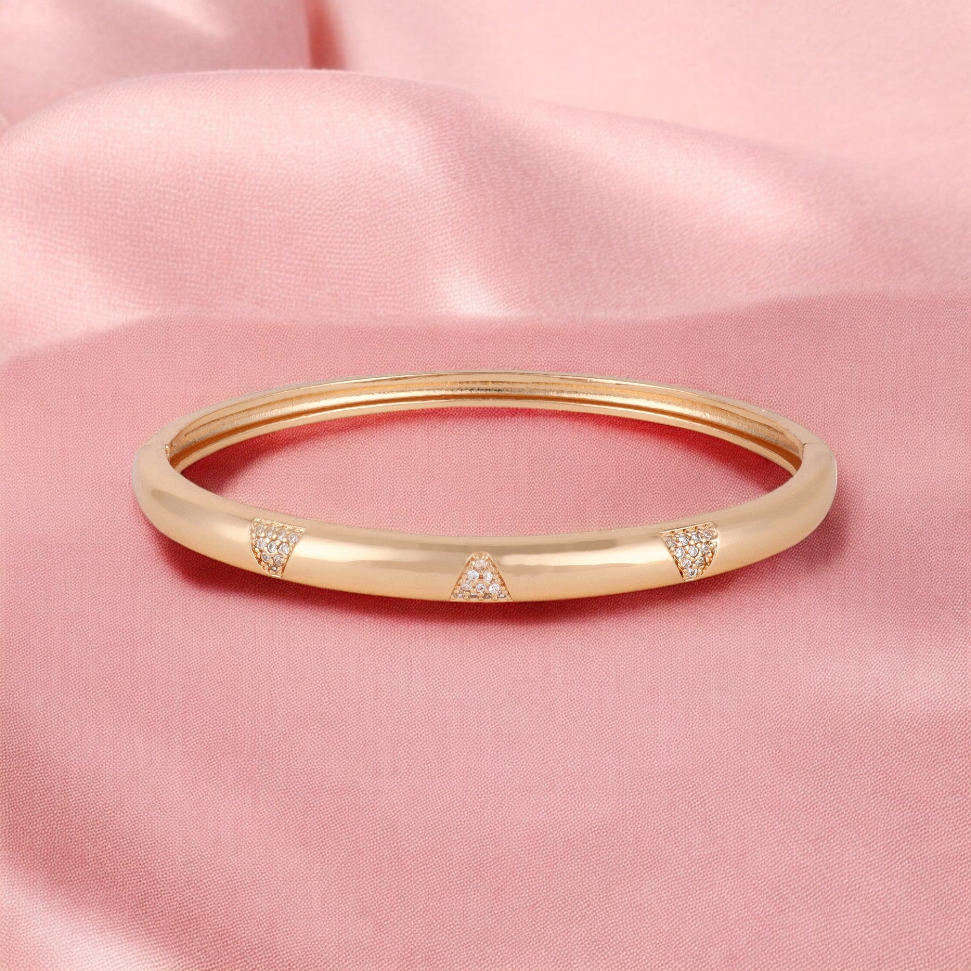 Elegant  Rose Gold-Plated American Diamond Contemporary Brass Kada  Bracelets For Women & girls  | Sleek Finish |Office Wear |Minimalist Appeal