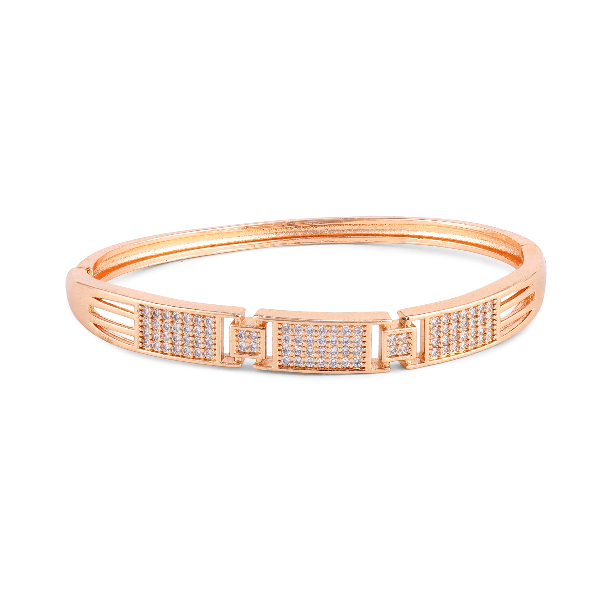 Nilu's Collection Rose Gold Plated With American Diamond kada Bracelet For Women And Girls |Anti- Tranish | Anti- Allergy | Office Wear