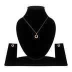 Rose Gold Plated Red Ruby Stone Pendant Necklace and Earring Set for Women and Girls