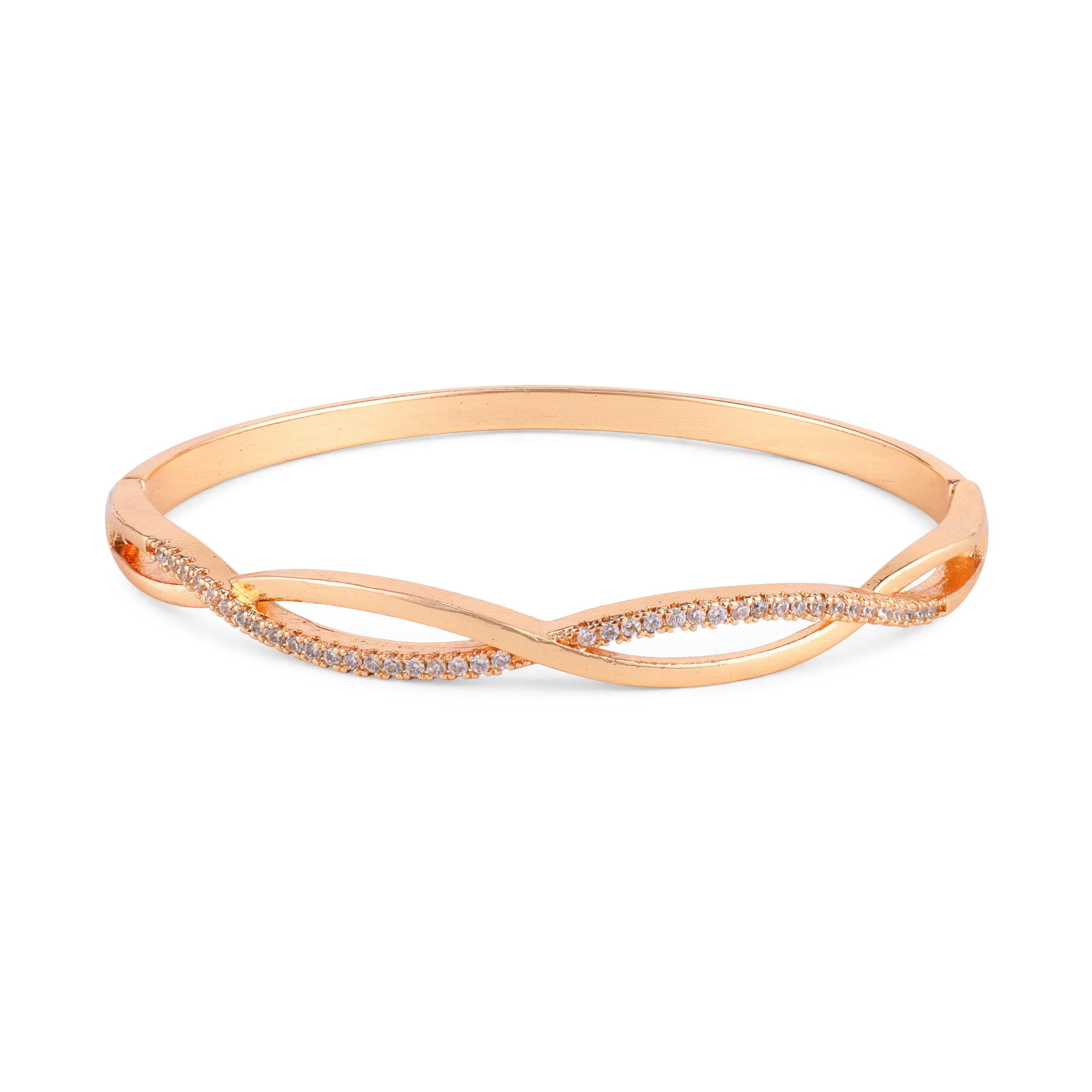 Nilu's Collection Rose Gold Plated Kada Bracelet with American Diamonds For Women And Girls | Anti-Tarnish | Anti- Allergy |