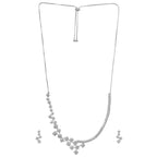 Silver-Plated cubic necklace Set with Earrings| with American diamond | for women & girl