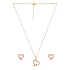 Rose Gold-Plated Heart shape pendant Set with American diamond  for Women & Girls