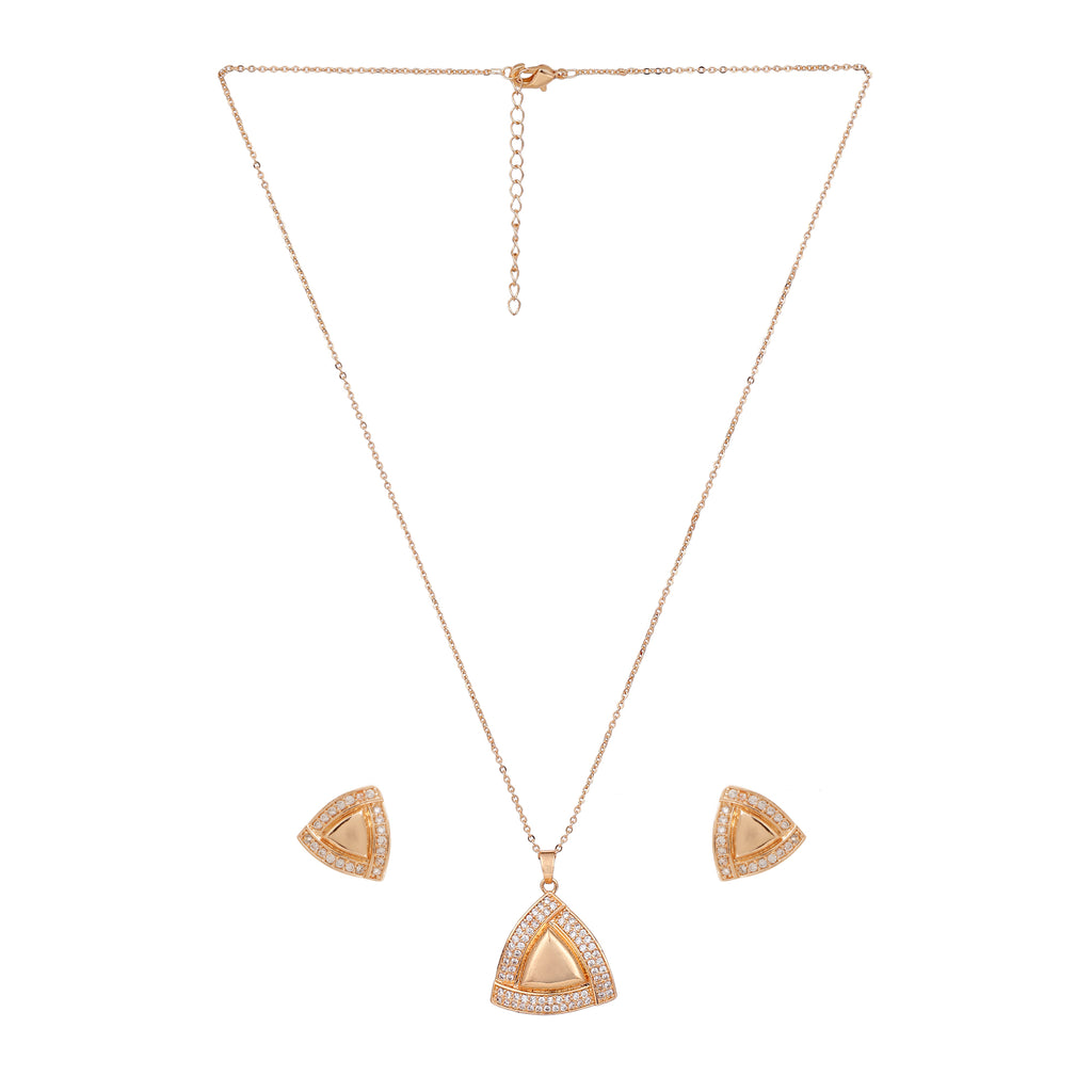 Rose Gold Plated Pendant & Stud Earrings for Women
