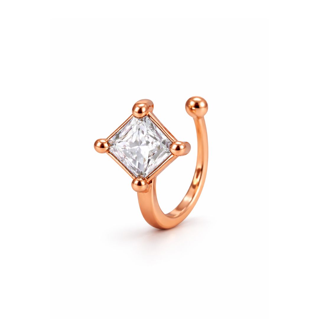 Rose Gold Square Cut Non Piercing Nose Pin