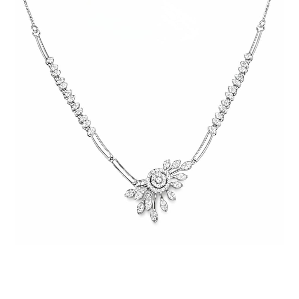 Silver Floral Necklace with Earrings