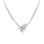 Silver Floral Necklace with Earrings