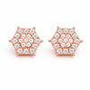 Nilu's Collection Rose Gold Plated American Diamond Hexagon Stud Earrings For Women And Girls