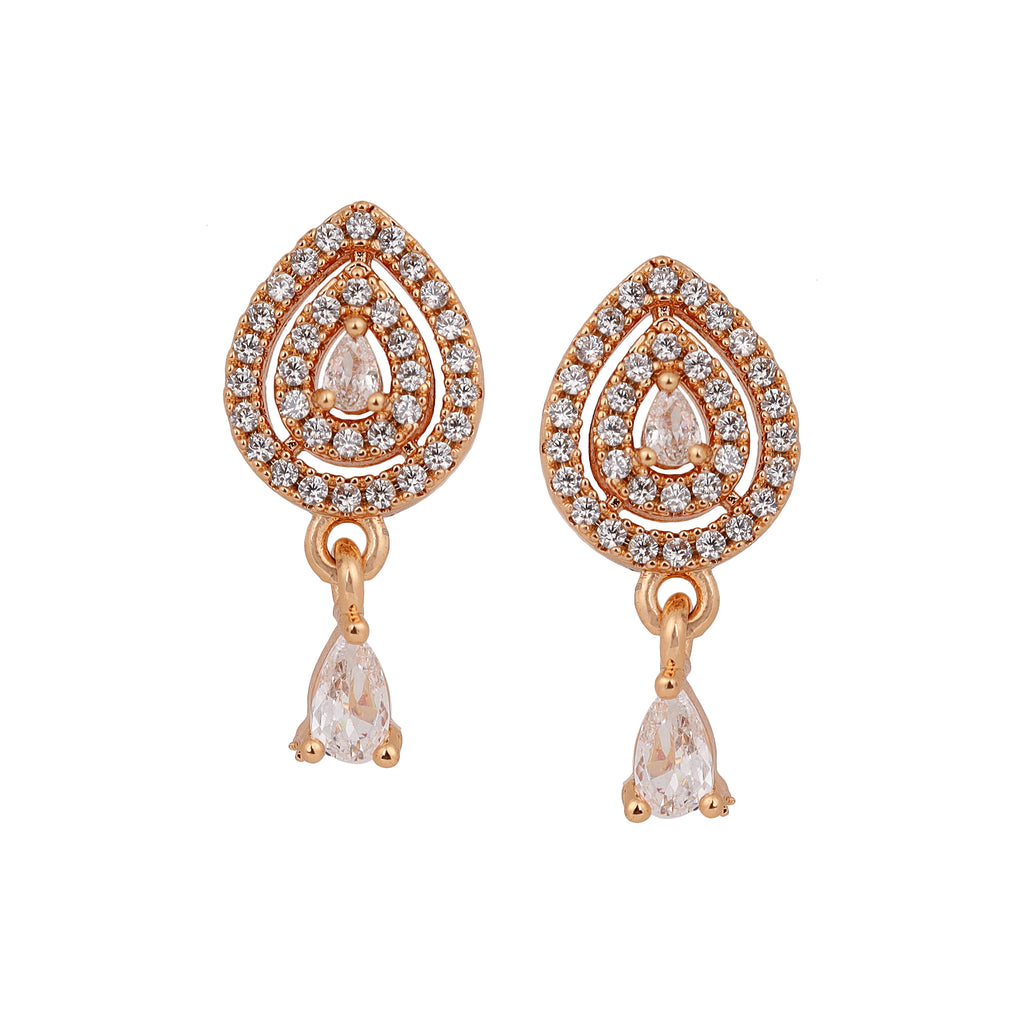 18k Rose Gold Plate stud Earrings for Women and Girls (Drop design)