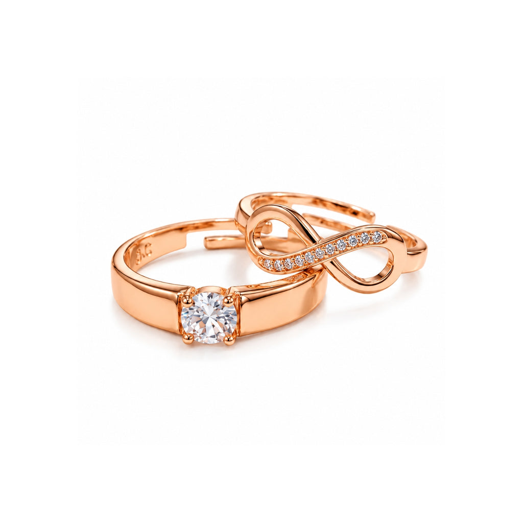 Rose Gold Infinity Love Couple Rings for Women & Men
