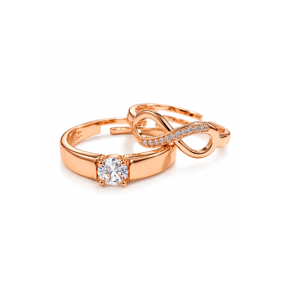 Rose Gold Infinity Love Couple Rings for Women & Men