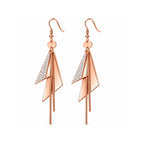 Rose Gold Plated Long Dangle Earrings For Women