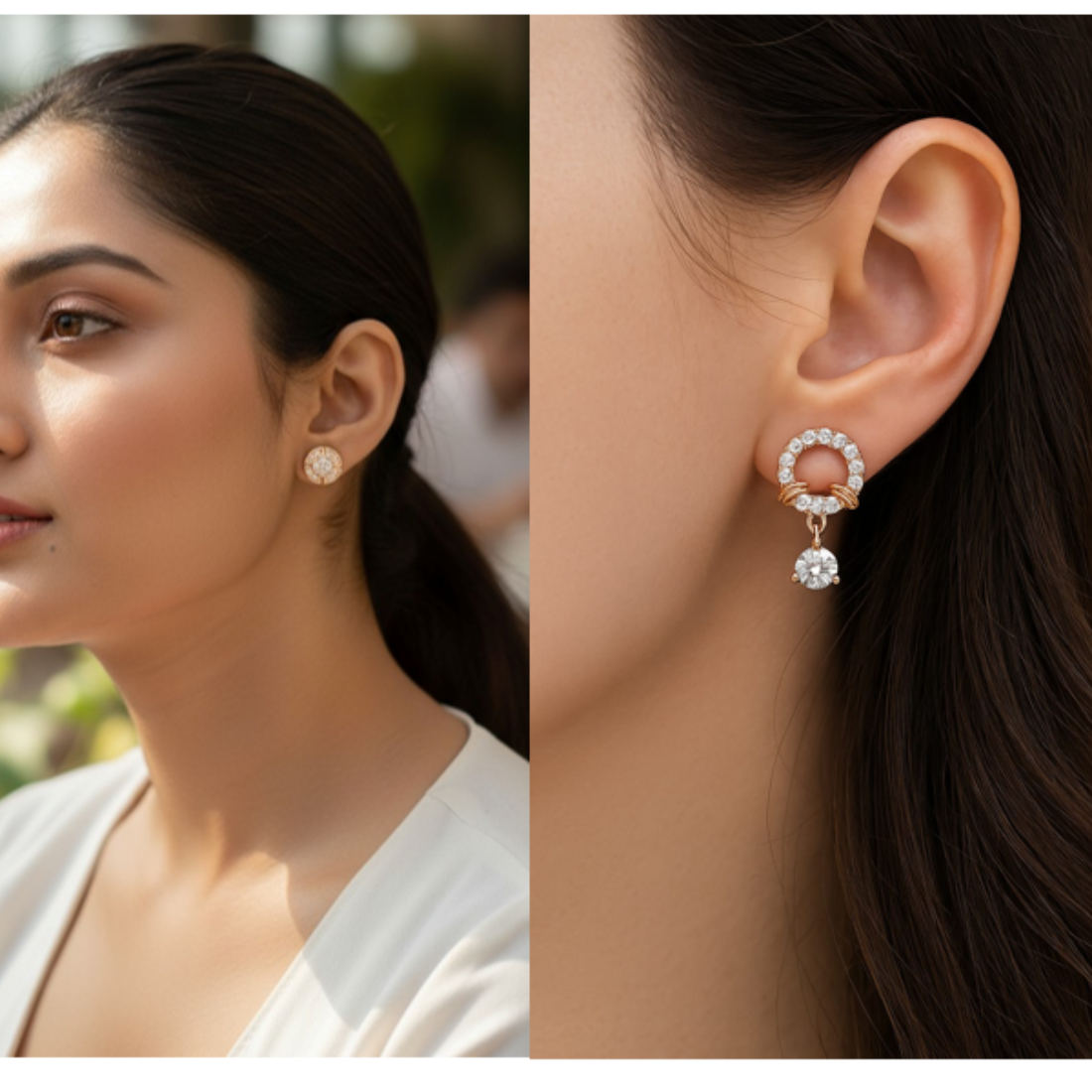 Gentle Glow Value Set| Rose Gold Plated Earrings With American Diamond For Women & Girls