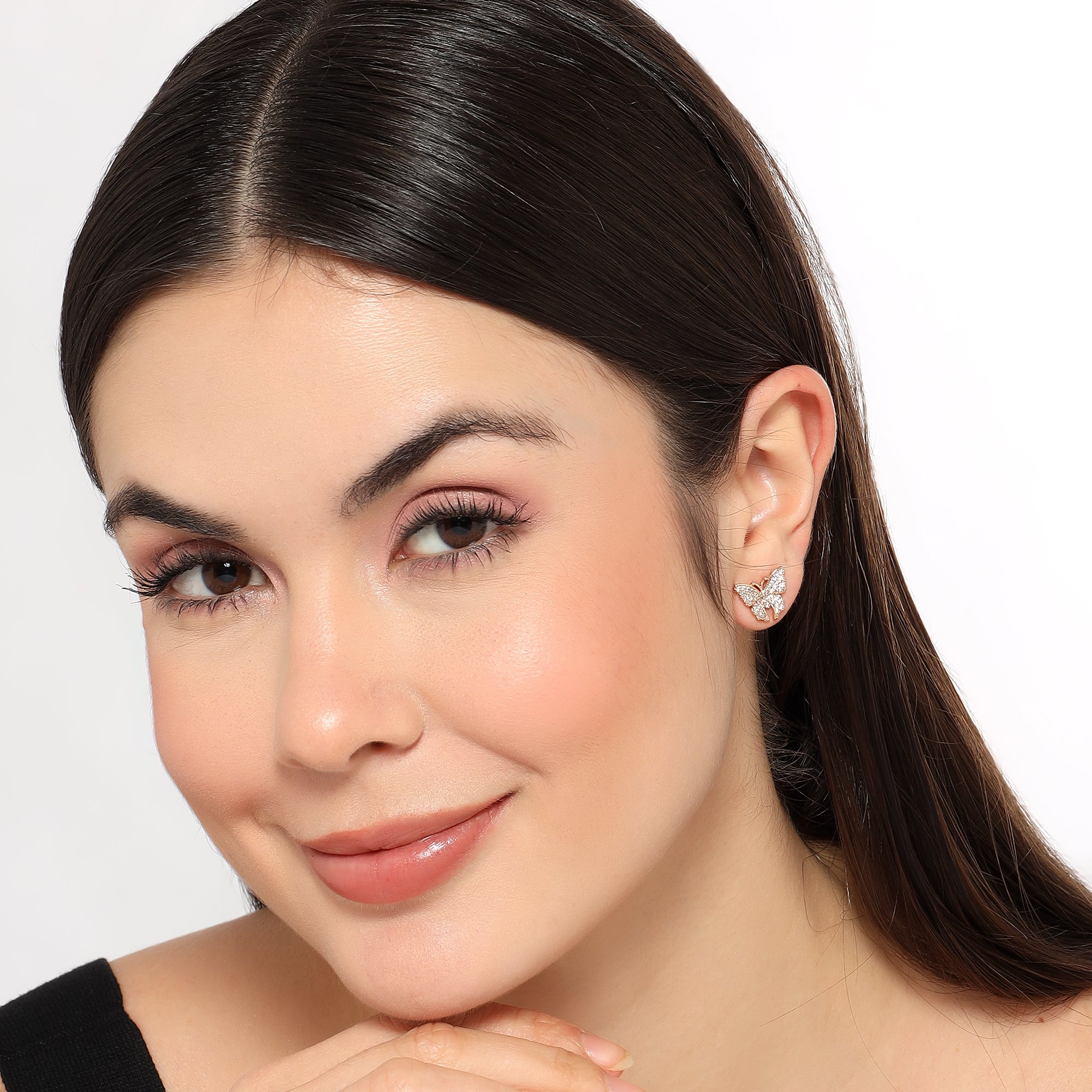 Rose Gold Butterfly Stud Earrings