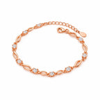 Rose Gold Plated Link Bracelet With American Diamond For Women And Girls | Amti-Tarnish | Anti- Allergy | Gift For Her | Office Wear