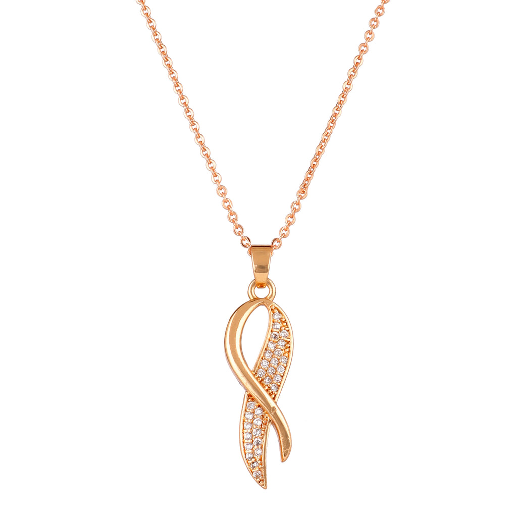 Rose Gold Plated Twist Pendant Necklace and Earrings Set for Women & Girls