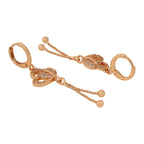 Rose Gold Plated Long Earrings, American Diamond Studded Lightweight Danglers Drop Earrings for Women and Girls