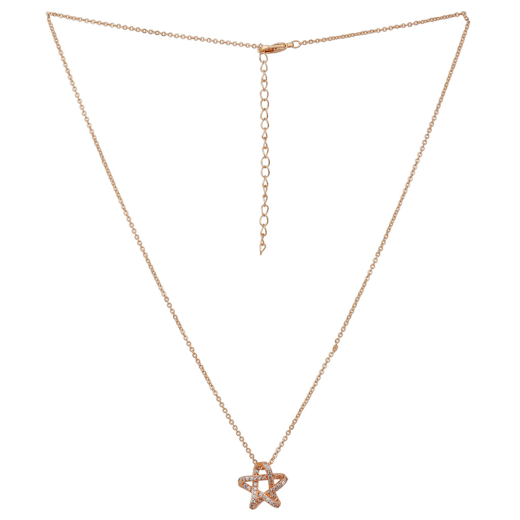 Studded Star Pendant Necklace| Rose Gold Plated Pendant with Chain| Fashion Jewellery for Women