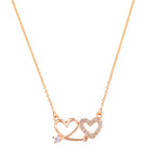 Rose Gold Plated Double Heart Pendant Necklace With American Diamond  for Women and Girls |Anti-Tranish | Anti- Allergy | Office Wear