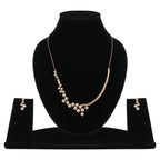 Rose Gold Plated Cubic Necklace Set with Earrings | American Diamond for Women & Girl | Gift For her