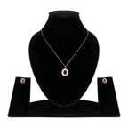 Rose Gold Plated Ruby Red Oval Pendant Necklace and Earring Set for Women and Girls