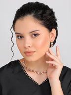Rose Gold Plated Leaf Design Necklace Set