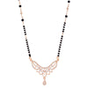 Nilu's Collection Rose Gold Plated CZ Stones Mangalsutra with Black Beads for Women