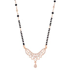 Nilu's Collection Rose Gold Plated CZ Stones Mangalsutra with Black Beads for Women