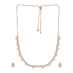 Rose Gold Plated AD Stone Necklace And Pair Of Earrings for Women | Special Occasions, Wedding, Engagement, Dating | Anti Tarnish | Gift for Her | Long Lasting Shine