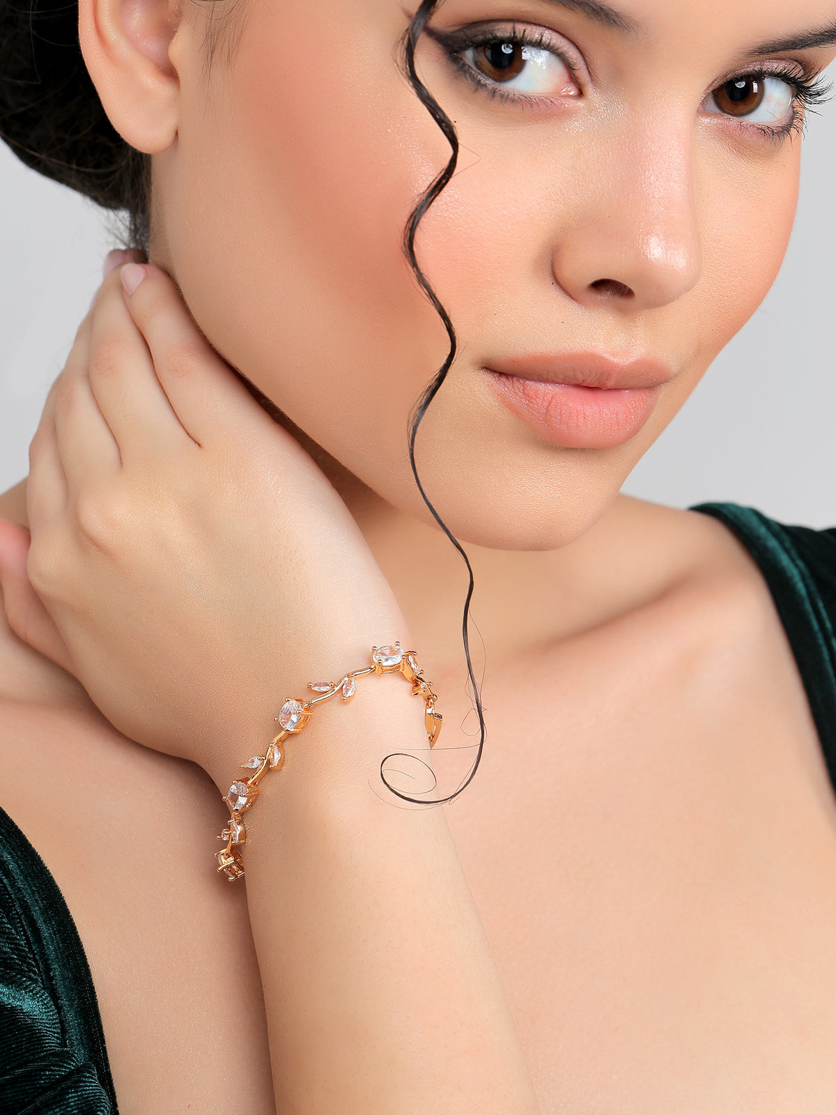 Rose Gold Plated Tulip Floral Bracelet | Bracelet Size :2.4-2.6 |