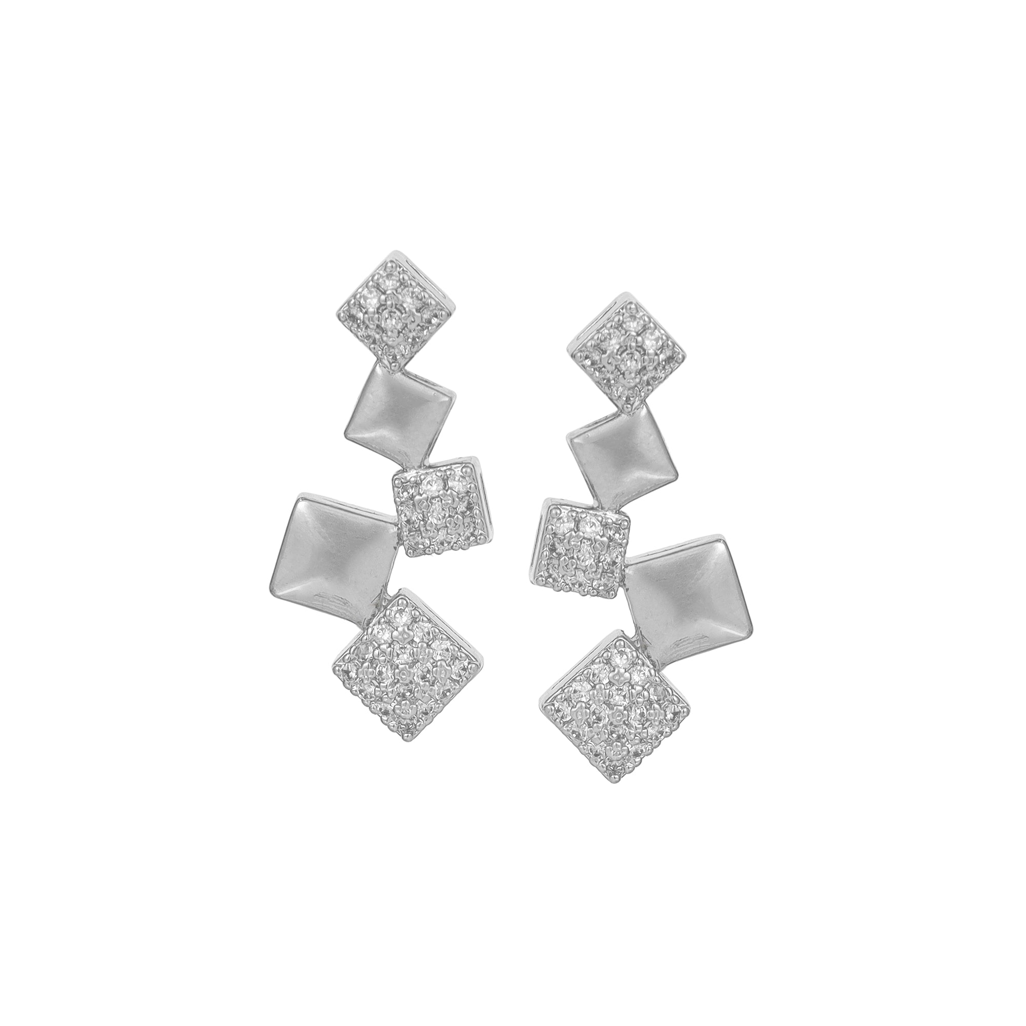 Silver-Plated cubic necklace Set with Earrings| with American diamond | for women & girl