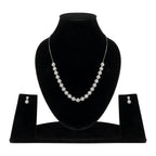 Silver Plated American Diamond Stone Studded | Anti Tarnish Jewellery Set for Women and Girls | Matching Earrings | Perfect for Weddings and Special Occasions