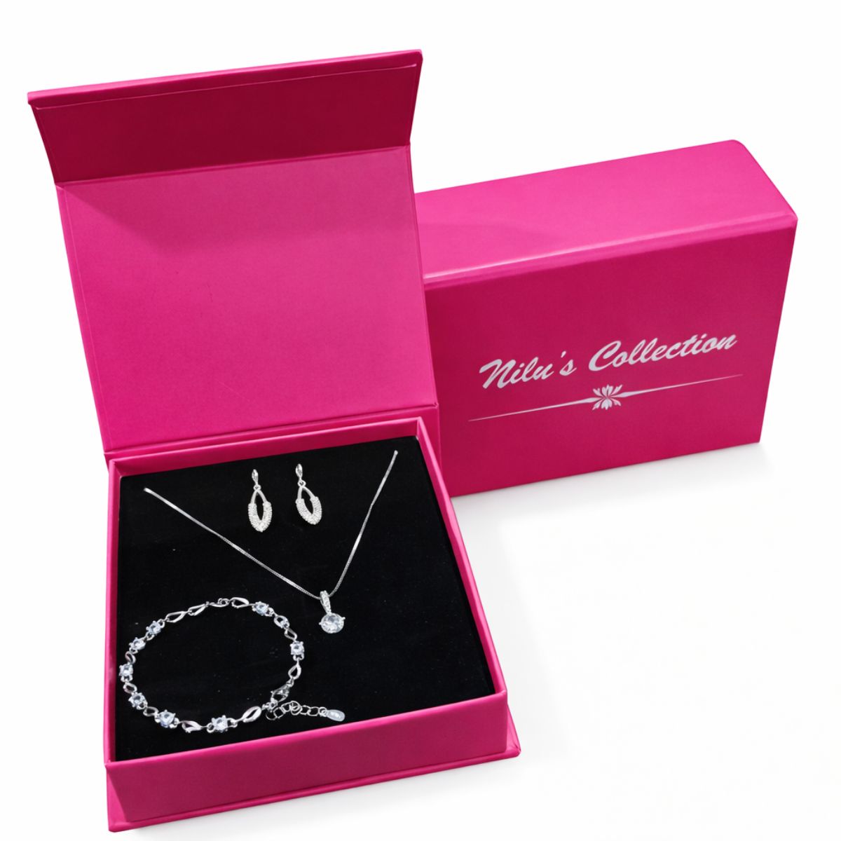 Gift Silver Plated Pendant With Earring And Bracelet For Women And Girls
