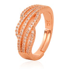 Rose Gold Plated | American Diamond Studded | Adjustable | Finger Ring for Women and Girls, Style 19
