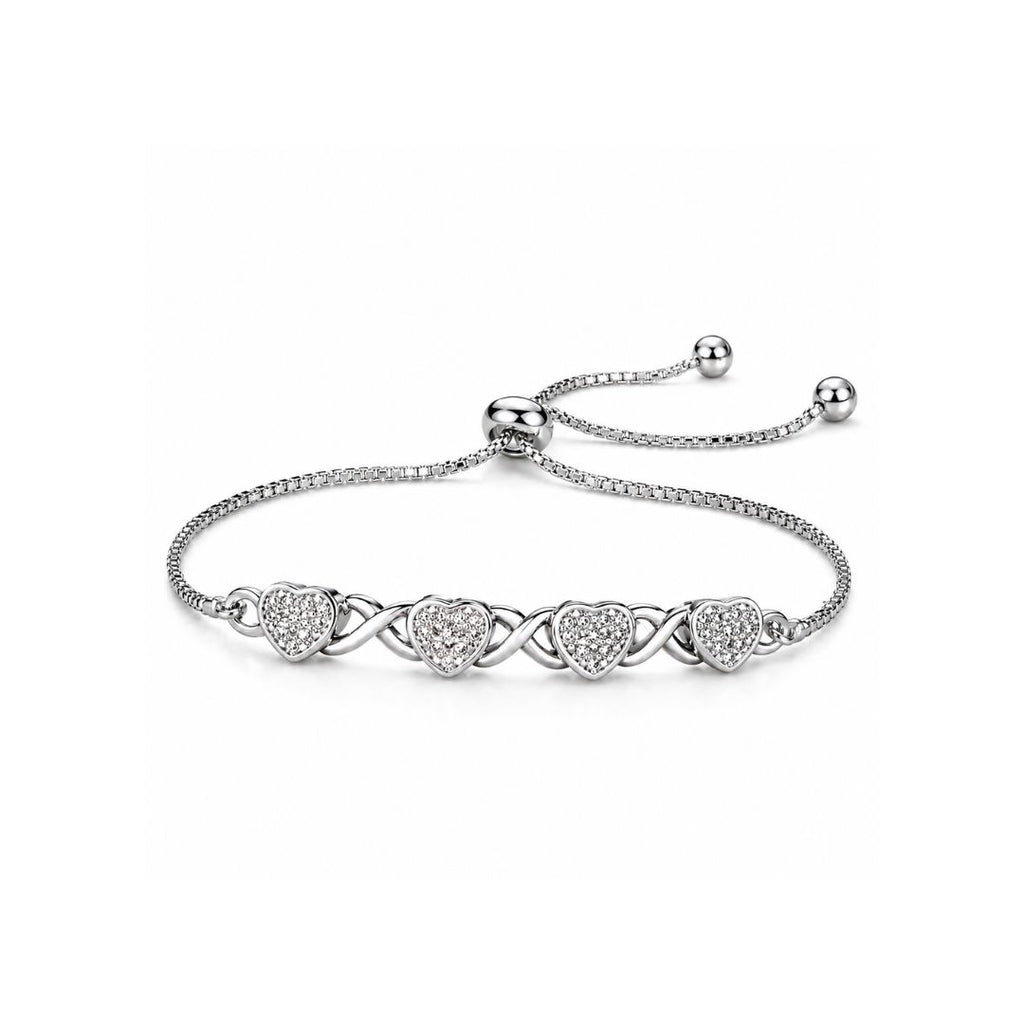 Silver Heart Infinity Bracelet