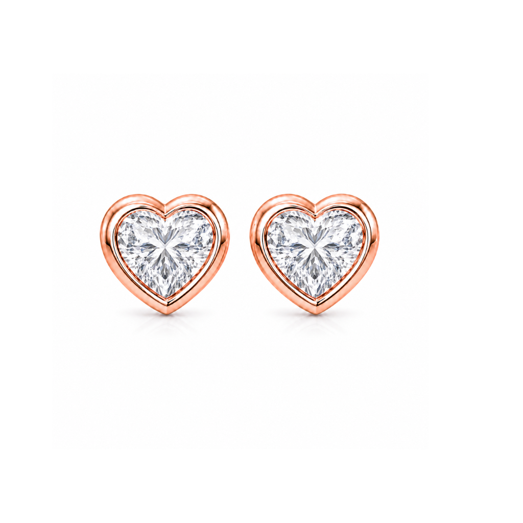 Rose Gold Heart Stud Earrings