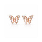 Rose Gold Butterfly Stud Earrings for Women