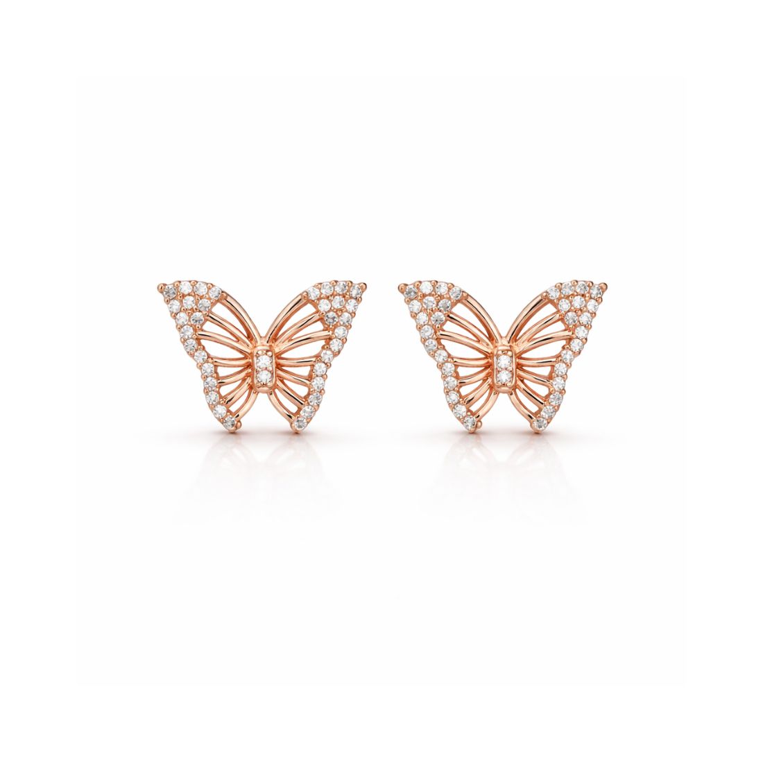 Rose Gold Butterfly Stud Earrings for Women